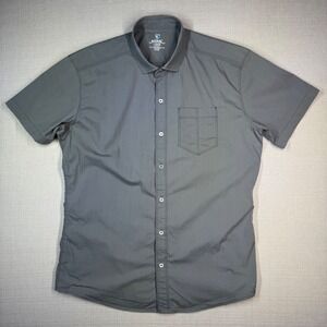 Kuhl Mens Short Sleeve Tapered Fit  Button Up Shirt Gray Size Large